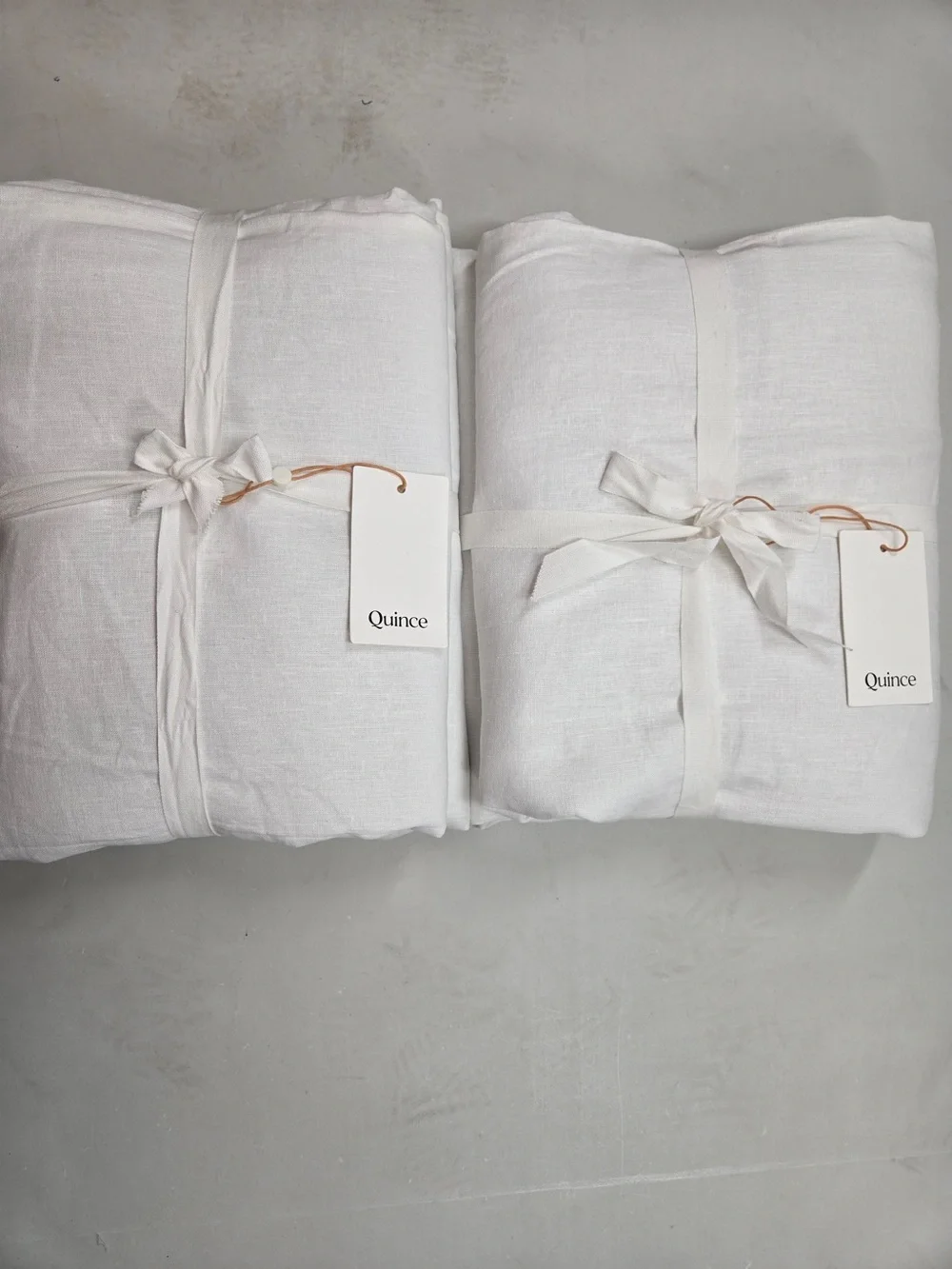 NWT QUINCE Set Of 2 48x96 European Linen True Blackout Curtains White 9625
